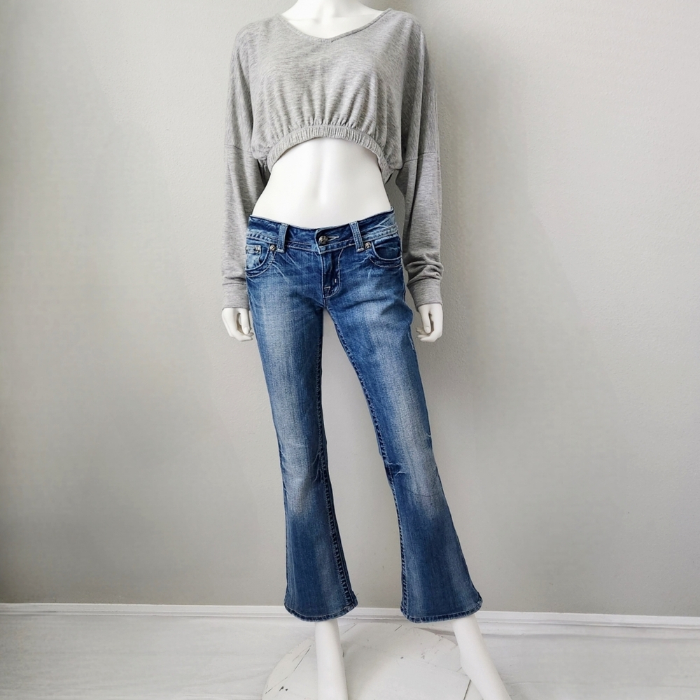 Miss Me Boot / Kick Flare Ankle Jeans With Studs & Contrast Stitching, Size 28 - Picture 2 of 16